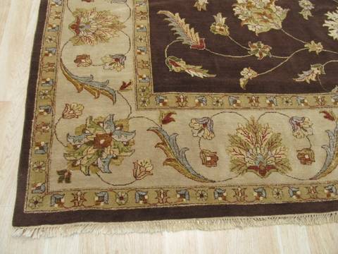 Agra Brown Hand Knotted 101 X 138 Area Rug 834-130809 Image 1