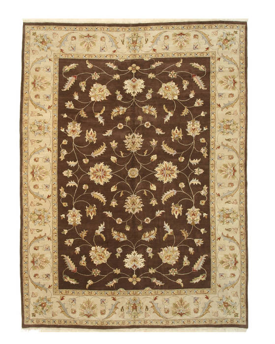 Agra Brown Hand Knotted 101 X 138 Area Rug 834-130809 Image 0
