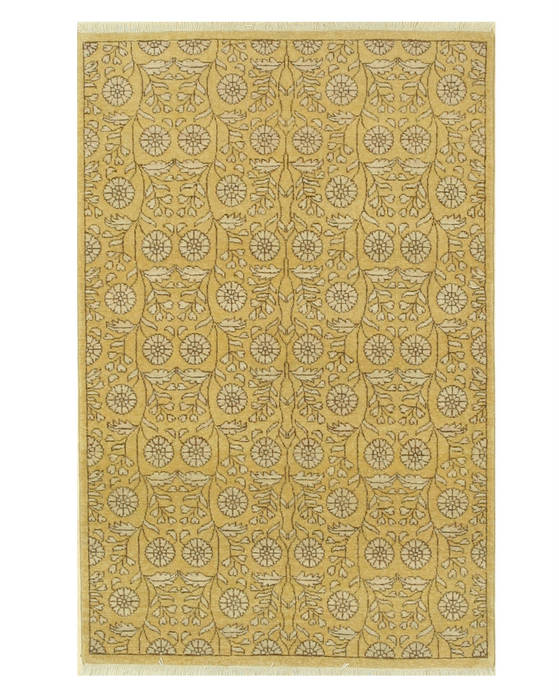 Agra Yellow Hand Knotted 40 X 61  Area Rug 834-130825 Image 0