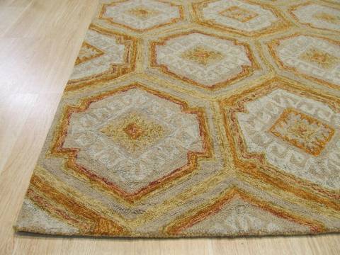 Geometric Yellow Hand Tufted 79 X 99 Area Rug 834-130856 Image 1