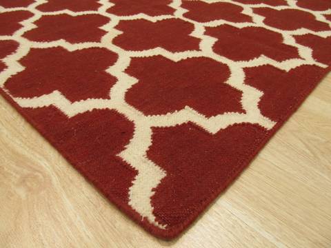 Modern-Contemporary Red Hand Made 80 X 100 Area Rug 834-130904 Image 1
