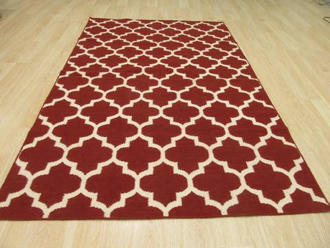 Modern-Contemporary Red Hand Made 80 X 100 Area Rug 834-130904 Image 2