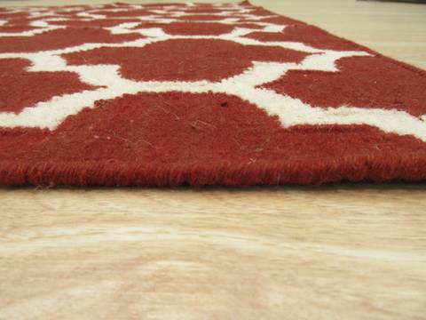 Modern-Contemporary Red Hand Made 80 X 100 Area Rug 834-130904 Image 3