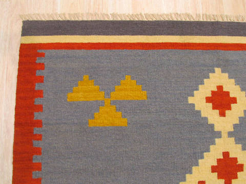 Kilim Blue Hand Made 100 X 140 Area Rug 834-130990 Image 1