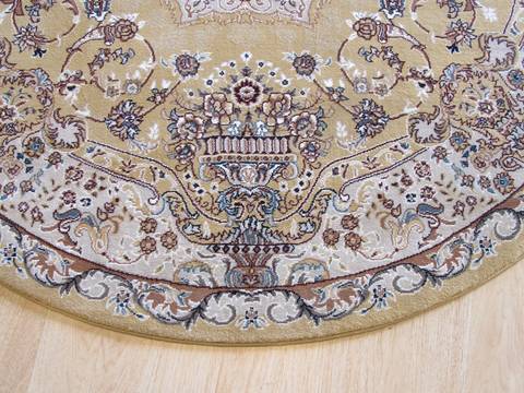 Tabriz Yellow Round Machine Made 511 X 511 Area Rug 834-131061 Image 1