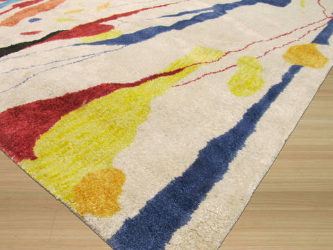 Modern-Contemporary Beige Hand Tufted 79 X 99 Area Rug 834-131198 Image 1