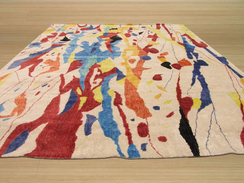 Modern-Contemporary Beige Hand Tufted 79 X 99 Area Rug 834-131198 Image 2