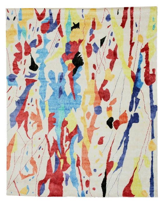 Modern-Contemporary Beige Hand Tufted 79 X 99 Area Rug 834-131198 Image 0