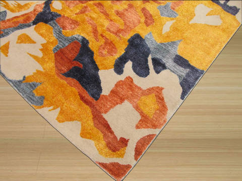 Modern-Contemporary Beige Hand Tufted 89 X 119 Area Rug 834-131206 Image 1