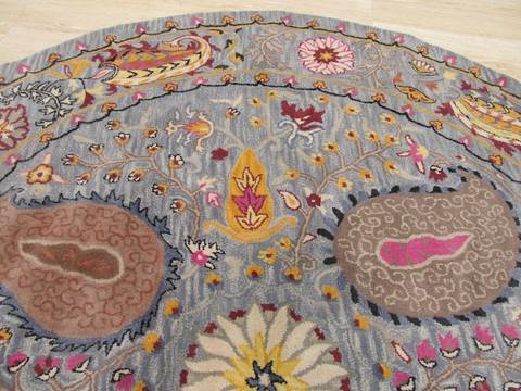 Blue Round Hand Tufted 60 X 60 Area Rug 834-131208 Image 1