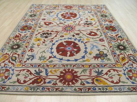 Beige Hand Tufted 89 X 119 Area Rug 834-131224 Image 2