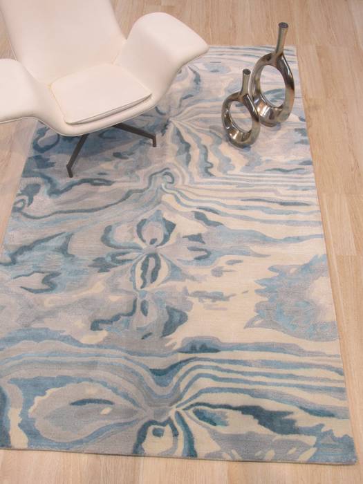 Modern-Contemporary Blue Hand Tufted 89 X 119 Area Rug 834-131279 Image 3
