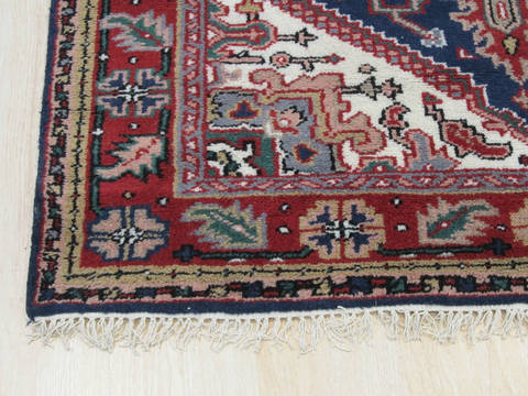 Heriz Blue Hand Knotted 80 X 100 Area Rug 834-131330 Image 1
