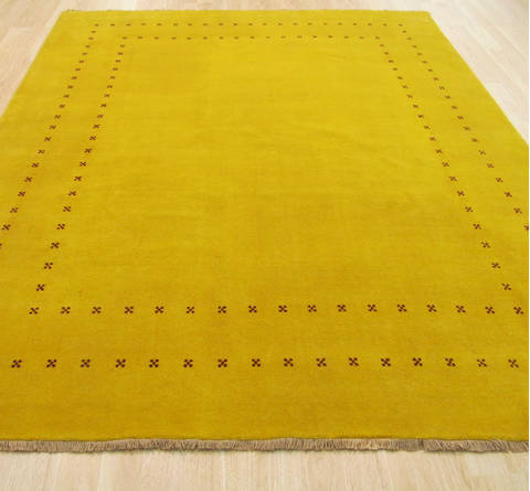 Yellow Hand Made 100 X 140 Area Rug 834-131444 Image 4