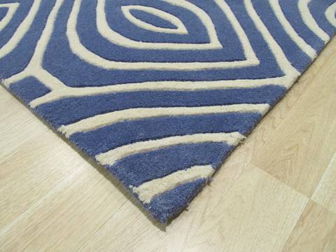 Modern-Contemporary Blue Hand Tufted 80 X 100 Area Rug 834-131453 Image 1