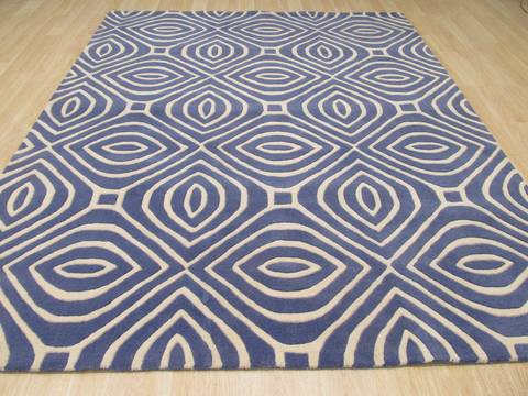 Modern-Contemporary Blue Hand Tufted 80 X 100 Area Rug 834-131453 Image 2