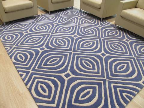 Modern-Contemporary Blue Hand Tufted 80 X 100 Area Rug 834-131453 Image 4