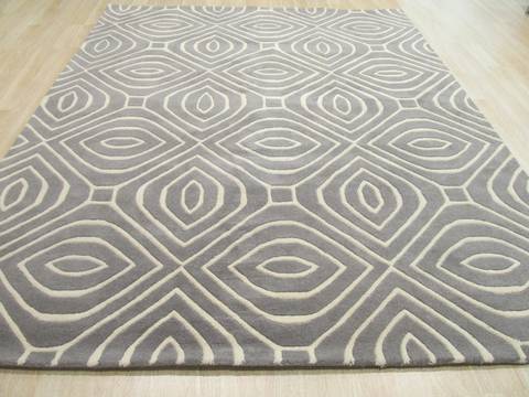 Modern-Contemporary Grey Hand Tufted 80 X 100 Area Rug 834-131459 Image 2