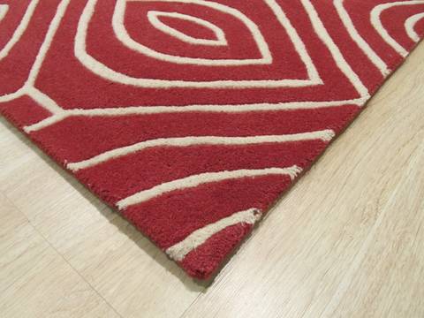 Modern-Contemporary Red Hand Tufted 80 X 100 Area Rug 834-131464 Image 1