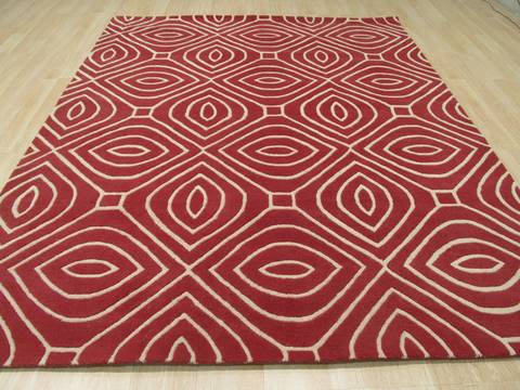 Modern-Contemporary Red Hand Tufted 80 X 100 Area Rug 834-131464 Image 2