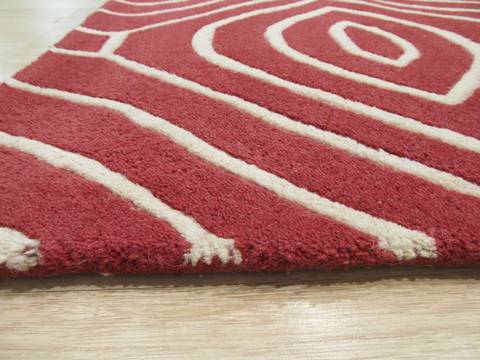 Modern-Contemporary Red Hand Tufted 80 X 100 Area Rug 834-131464 Image 3