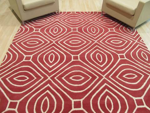 Modern-Contemporary Red Hand Tufted 80 X 100 Area Rug 834-131464 Image 4