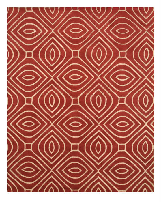 Modern-Contemporary Red Hand Tufted 80 X 100 Area Rug 834-131464 Image 0
