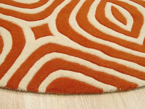Orange Round Hand Tufted 60 X 60 Area Rug 834-131472 Image 1