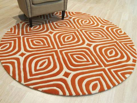 Orange Round Hand Tufted 60 X 60 Area Rug 834-131472 Image 3