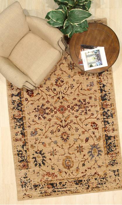 Oushak Beige Machine Made 79 X 99 Area Rug 834-131574 Image 3