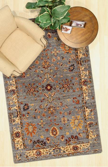 Oushak Blue Machine Made 89 X 119 Area Rug 834-131579 Image 3