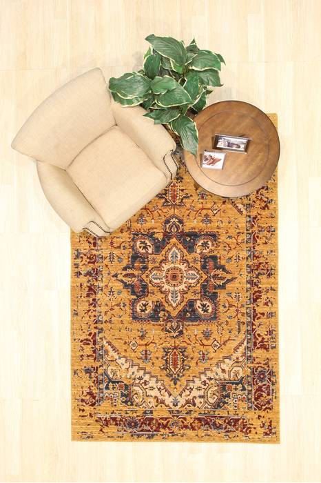 Serapi Yellow Machine Made 79 X 99 Area Rug 834-131594 Image 5