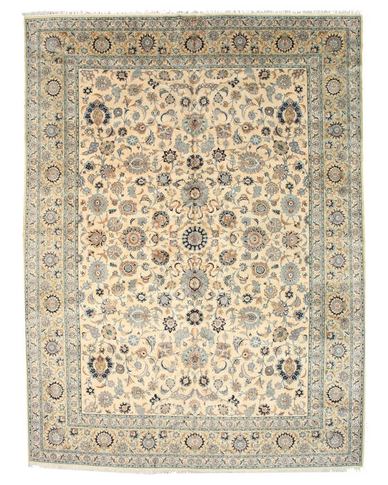 Kashan Beige Hand Knotted 108 X 144 Area Rug 834-131610 Image 0