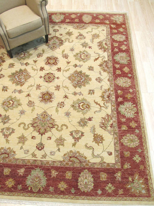 Agra Beige Hand Knotted 80 X 101 Area Rug 834-131639 Image 3