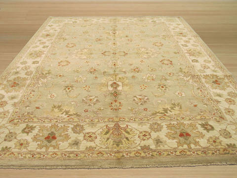 Pishavar Grey Hand Knotted 80 X 99 Area Rug 834-131657 Image 3