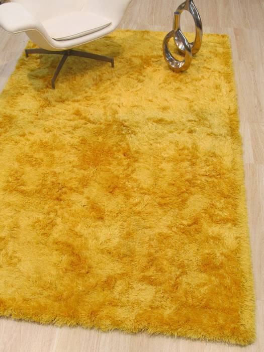 Shaggy Yellow Hand Made 79 X 99 Area Rug 834-131749 Image 3