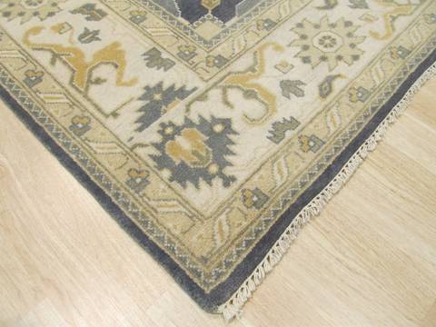 Oushak Blue Hand Knotted 80 X 100 Area Rug 834-131777 Image 1