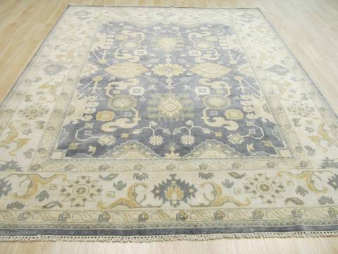 Oushak Blue Hand Knotted 80 X 100 Area Rug 834-131777 Image 2