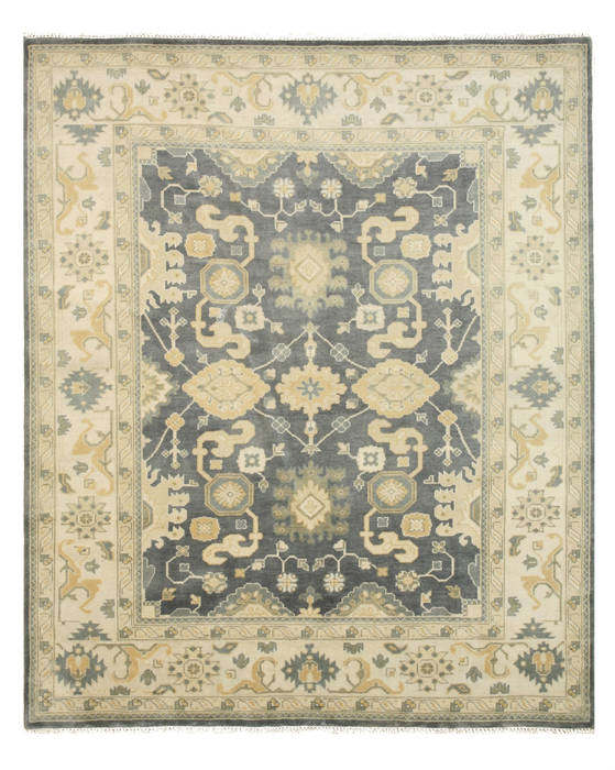 Oushak Blue Hand Knotted 80 X 100 Area Rug 834-131777 Image 0