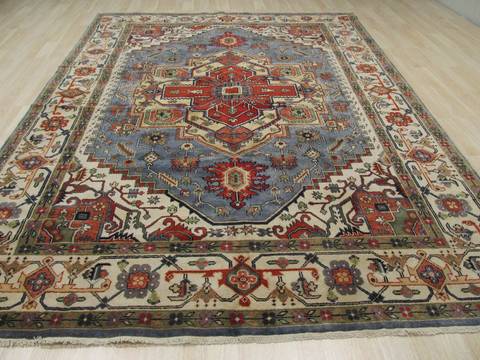 Serapi Blue Hand Knotted 100 X 140 Area Rug 834-131779 Image 2