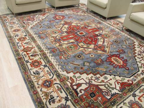 Serapi Blue Hand Knotted 100 X 140 Area Rug 834-131779 Image 4