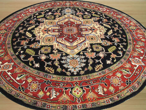 Serapi Blue Round Hand Knotted 80 X 80 Area Rug 834-131804 Image 1