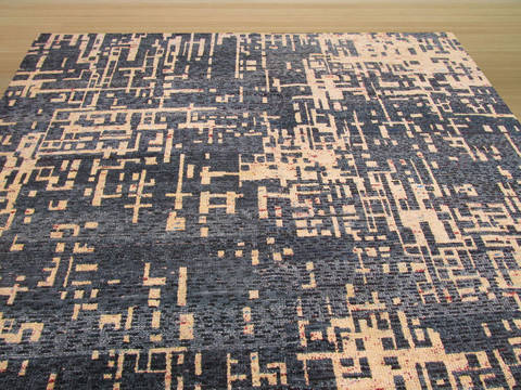 Modern-Contemporary Blue Hand Knotted 90 X 120 Area Rug 834-131822 Image 2