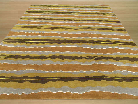 Modern-Contemporary Multicolor Hand Knotted 87 X 112  Area Rug 834-131831 Image 2