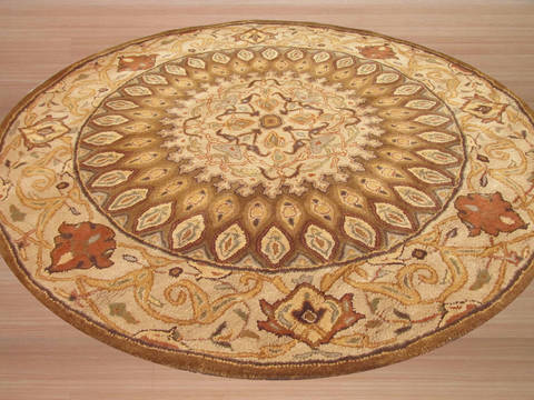 Brown Round Hand Tufted 79 X 79 Area Rug 834-131841 Image 1