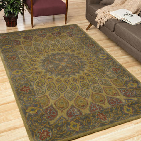 Yellow Hand Tufted 89 X 119 Area Rug 834-131848 Image 3