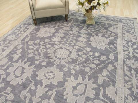 Oushak Grey Hand Knotted 90 X 120 Area Rug 834-131895 Image 1