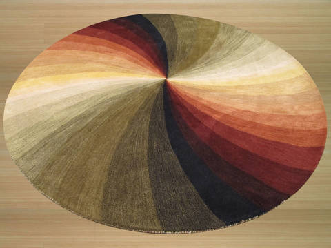 Modern-Contemporary Multicolor Round Hand Tufted 60 X 60 Area Rug 834-131924 Image 1
