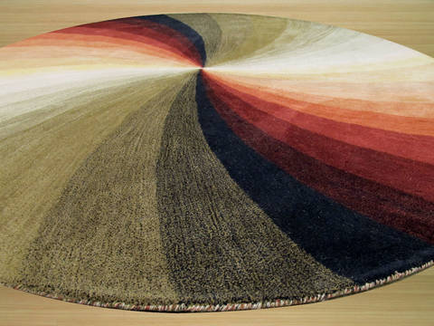 Modern-Contemporary Multicolor Round Hand Tufted 60 X 60 Area Rug 834-131924 Image 2