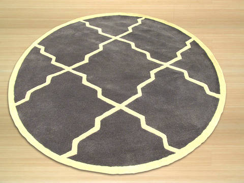 Modern-Contemporary Beige Round Hand Tufted 40 X 40 Area Rug 834-131928 Image 1